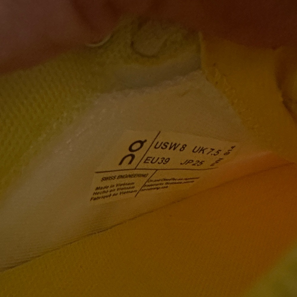 On Cloud Women's tennis Sneakers in Pink, Yellow, and White - Picture 5 of 6